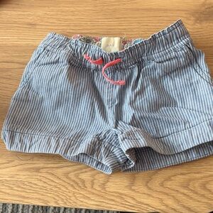Mini Boden Blue Striped Kids Shorts with Pink Drawstring